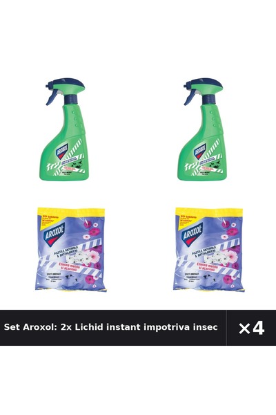 Aroxol Set Aroxol: 2x Lichid instant impotriva insectelor + Pastile antimolii...