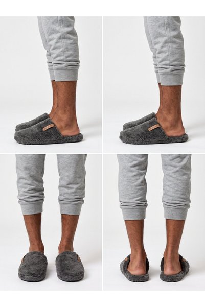 Peluche Men's Gray Home Slippers Wel