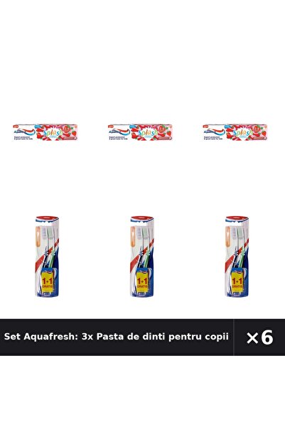 Aquafresh Set Aquafresh: 3x Pasta de dinti pentru copii Splash, 3-8 ani + Per...
