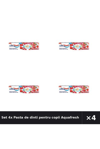 Aquafresh Set 4x Pasta de dinti pentru copii Splash, 3-8 ani, 50 ml