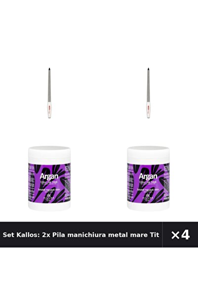 Kallos Set Kallos: 2x Pila manichiura metal mare Titania + Masca tratament de...