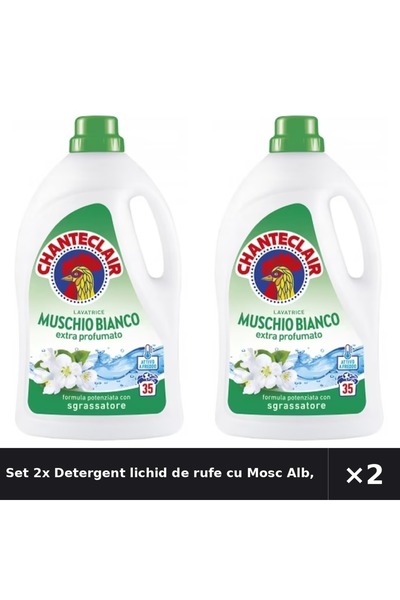 Chanteclair Set 2x Detergent lichid de rufe cu Mosc Alb, Chanteclair, 1575ml,...