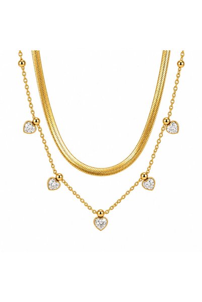 Buticul Moon Colier de aur Dragoste Dublă - Placat cu aur de 18K