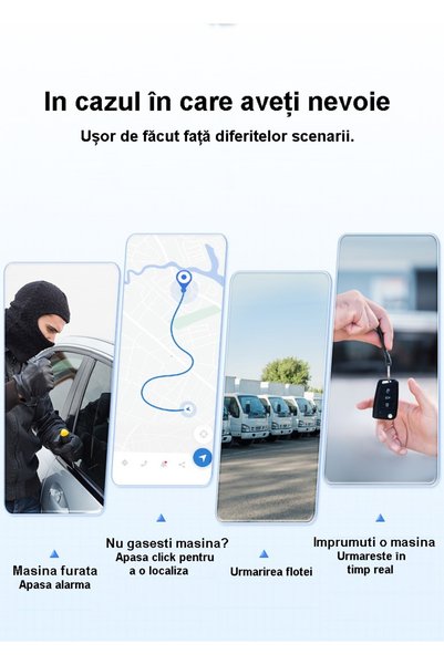 REDQUIT Mini Tracker GPS Q10, urmărire vehicule în timp real 4G, localizator prin satelit, 6000mAh, negru