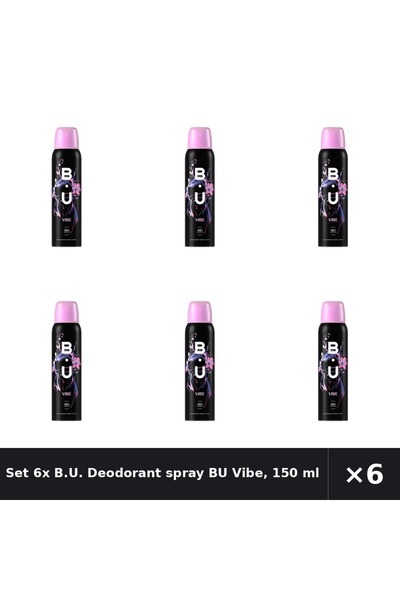 B.U. Set 6x Deodorant spray BU Vibe , 150 ml