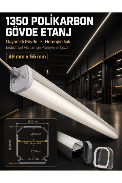 Genel Markalar 40W Etanj led bant armatür IP65 GÜNIŞIĞI 120 cm (su geçirmez)