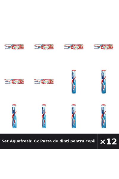 Aquafresh Set Aquafresh: 6x Pasta de dinti pentru copii Splash, 3-8 ani + Per...