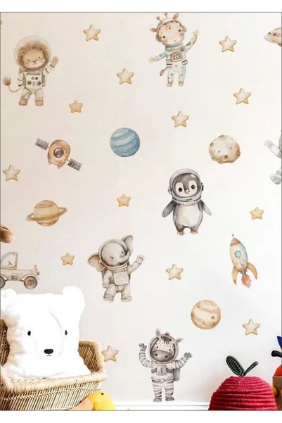 LABELOVE Soft Uzay Hayvanları Çocuk Odası Duvar Sticker