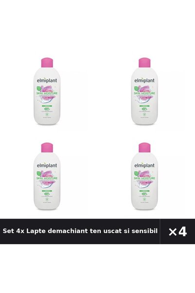 ELMIPLANT Set 4x Lapte demachiant ten uscat si sensibil Skin Moisture, 200 ml,