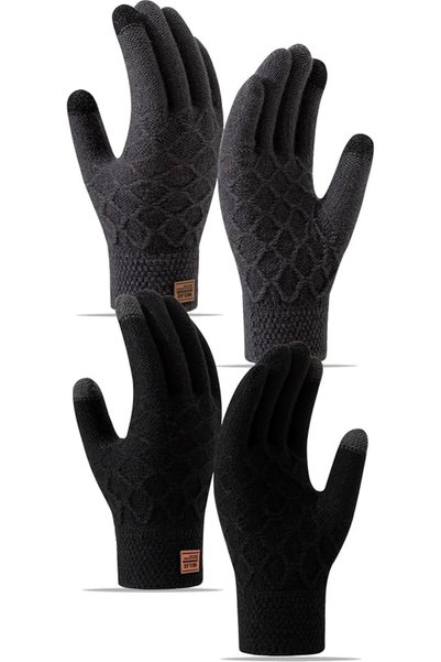 YRQX 2 Pairs Winter Gloves for Women Touch Screen Elastic Thermal Knit Lining...