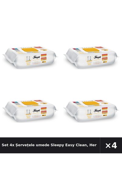 Sleepy Set 4x Șervețele umede Easy Clean, Herbal Soap Additive, multisuprafeț...