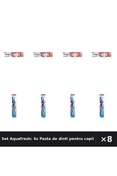 Aquafresh Set Aquafresh: 4x Pasta de dinti pentru copii Splash, 3-8 ani + Per...