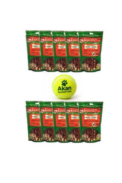 Freshy Ducky Twists - Ördek Kaplı Sütlü Burgu Köpek Ödülü 90 Gr-10 Çubuk 10lu...