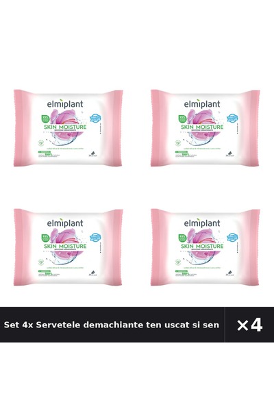 ELMIPLANT Set 4x Servetele demachiante ten uscat si sensibil Skin Moisture, 2...