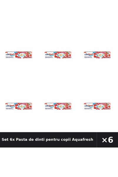 Aquafresh Set 6x Pasta de dinti pentru copii Splash, 3-8 ani, 50 ml