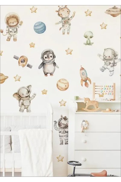 LABELOVE Soft Uzay Hayvanları Çocuk Odası Duvar Sticker
