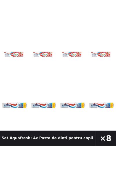 Aquafresh Set Aquafresh: 4x Pasta de dinti pentru copii Splash, 3-8 ani + Pas...