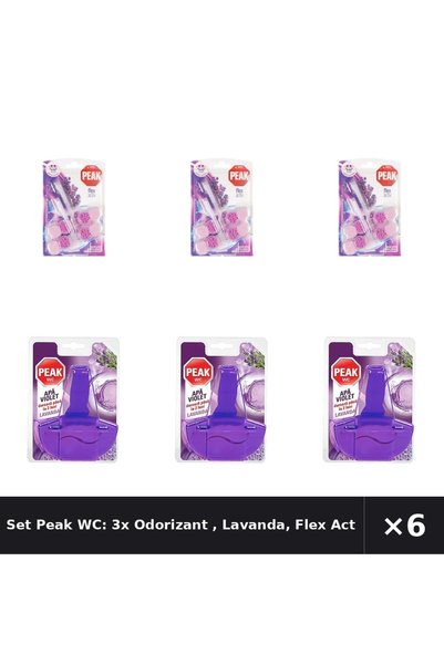 Peak WC Set Peak WC: 3x Odorizant , Lavanda, Flex Activ, 2x48g + Aparat Toale...