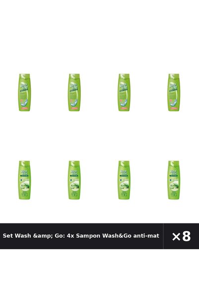 WASH&GO Set Wash &amp; Go: 4x Sampon anti-matreata,180 ml + Sampon Aloe Vera,...