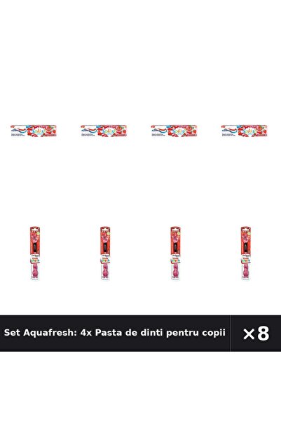 Aquafresh Set Aquafresh: 4x Pasta de dinti pentru copii Splash, 3-8 ani + Per...