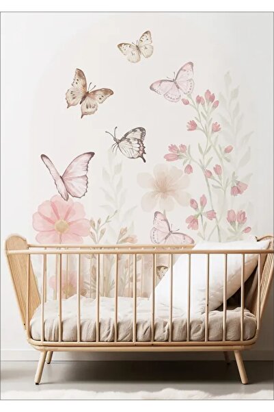 LABELOVE Bohem Çiçekli Kelebek Duvar Sticker