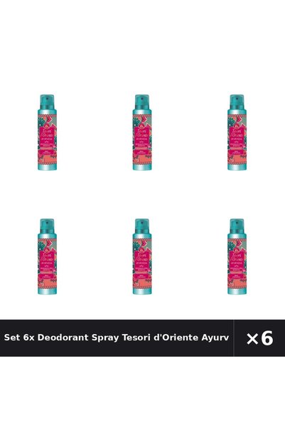 Tesori d'Oriente Set 6x Deodorant Spray Ayurveda, 150 ml