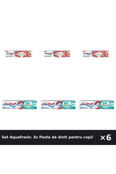 Aquafresh Set Aquafresh: 3x Pasta de dinti pentru copii Splash, 3-8 ani + Pas...