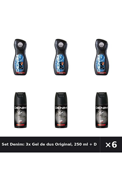 Denim Set Denim: 3x Gel de dus Original , 250 ml + Deodorant Body Spray BLACK...