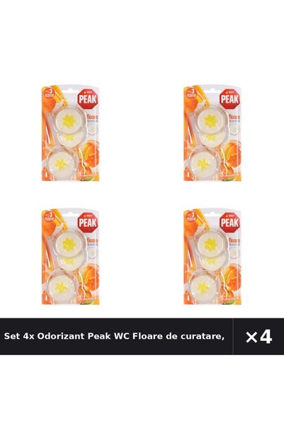 Peak WC Set 4x Odorizant Floare de curatare, Mandarine, 3x45gr