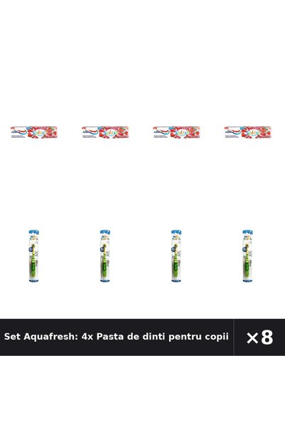 Aquafresh Set Aquafresh: 4x Pasta de dinti pentru copii Splash, 3-8 ani + Per...
