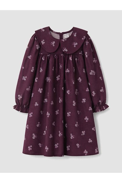 LC Waikiki Peak New Season Purple Baby Collar Floral Girl's Dress
