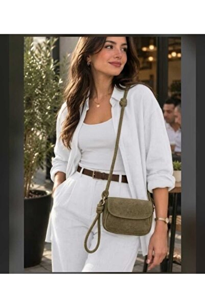 GlowSa Women's Khaki Suede Mini Size Adjustable Strap Knot and Card Holder De...