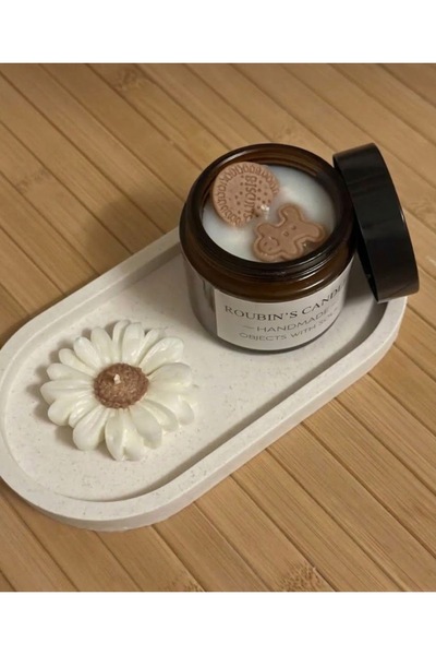 ROUBİN'S COLLECTİON Bisküvili Cam Kavanoz Kokulu Mum ve Papatya Mum Seti – Te...