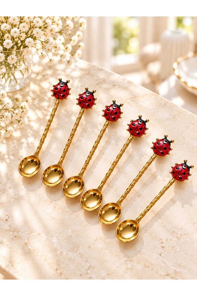 Buldem 6 Ladybug Gold-Plated Teaspoons