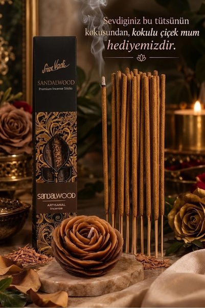 Sandal Wood Premium Tütsü -MUM HEDİYELİ- Magical Manifest - Doğal El Yapımı Sandal Ağacı