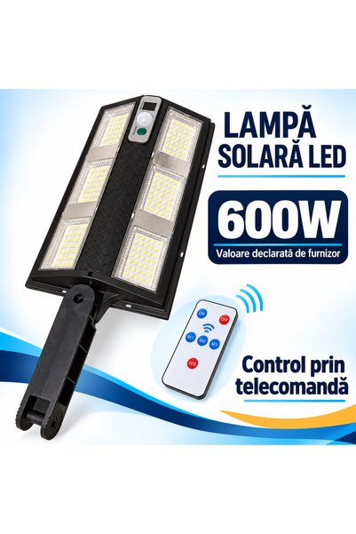 OEM Lampa Solara LED 600W Pentru Exterior cu Senzor de Mișcare, Telecomandă, ...