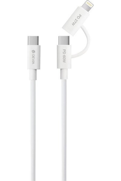 Devia Καλώδιο Σύνδεσης USB 2.0 EC404 2 σε 1 USB-C σε USB-C & Lightning PD 60W...