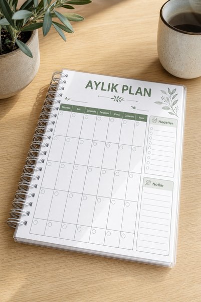 GAME SHOT A4 Spiralli Aylık Planlayıcı 40 Yaprak Şeffaf PVC Kapaklı Gümüş Tel...