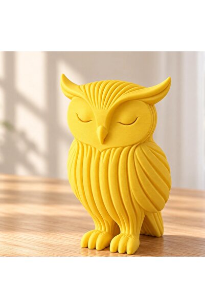 OEM Japandi 3D printed owl decorative figurine - 5.9 × 4.98 × 8 cm - Yellow