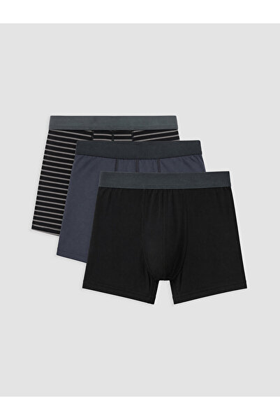LC Waikiki Rmz Gi̇yi̇m Farkiyla Cotton Flexible Men's Boxer 3-Pack