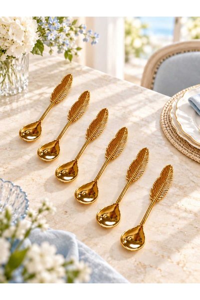 Buldem 6 Pieces of Gold Metal-Plated Teaspoons