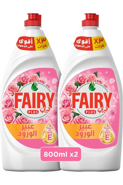 Fairy سائل غسيل الأطباق، برائحة الورد مع قوة بديلة للتبييض، 2×800 مل