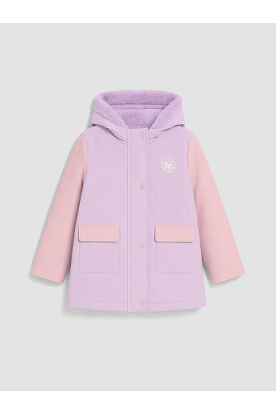 LC Waikiki Lila Kapüşon İçi Kürklü Kız Çocuk Mont