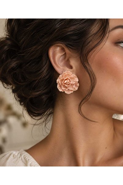 Nacreous Arts Powder Rose Powder Pink Ultra Light Flower Earrings |   Handmad...
