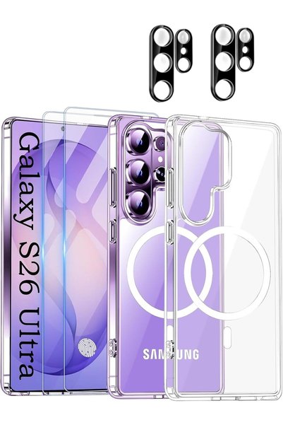 Aookay 5 in 1 Clear Magnetic Case for Samsung Galaxy S26 Ultra 5G, with 2Pcs ...