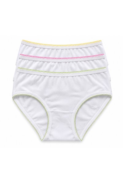 Tutkusport Girl's Size 4 White Color Stitched Bato Panties 3-Pack (Mixed Pack...