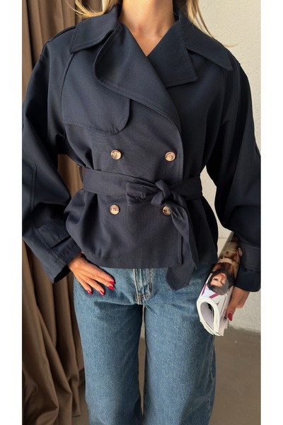 LB Laluna Butik Women's Belted Lined Classic Trench Coat