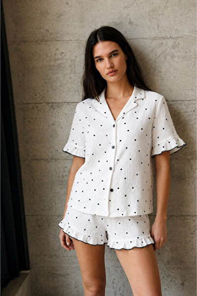 bysocafashion Women's White V-Neck Comfortable Fit Pajama Set