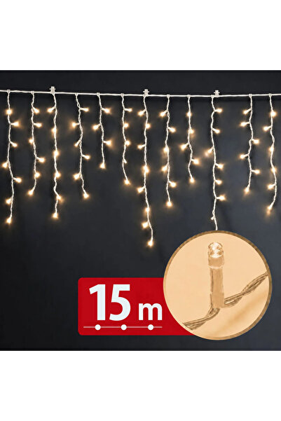 Phenom Instalatie de Craciun tip perdea 15 m, 600 LED alb cald, 8 jocuri lumi...