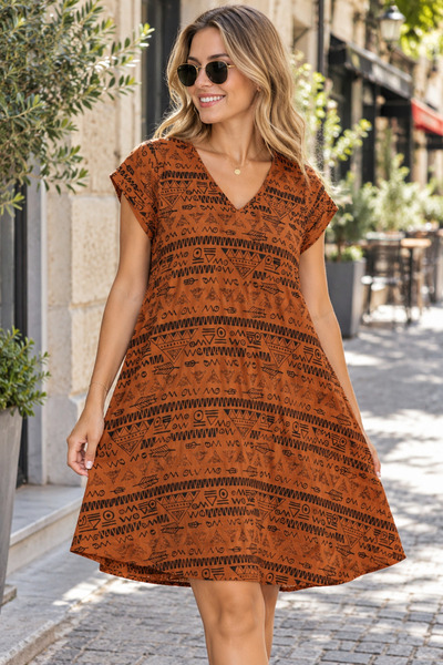 moonra collection Rtnik Pattern Trend Muslin Dress